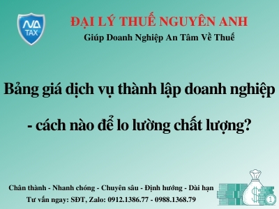 bang gia dich vu thanh lap doanh nghiep - cach do luong chat luong